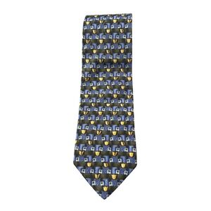Ermenegildo‎ Zegna Necktie Geometric Blue Yellow Pattern Men's Designer Tie